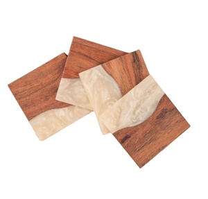 Posavasos de madera de resina al por mayor, posavasos de madera decorativos con logotipo personalizado para el hogar, cocina, accesorios de estilo clásico - Product Image 1