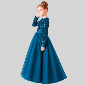 Robe de soirée princesse en velours brodé de sequins Morpichh pour filles, en tulle souple, pour événements, vente en gros OEM ODM - Product Image 4