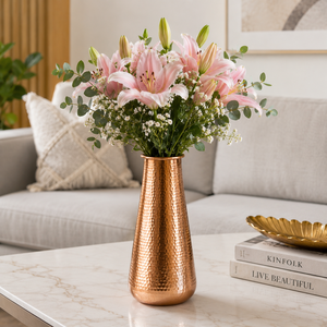 Jarrón de Flores de Cobre Martillado Hecho a Mano, Jarrón Decorativo de Metal para Decoración del Hogar, Centro de Mesa, Arreglos Florales, Decoración de Bodas - Product Image 4