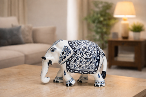 NIRMALA HANDICRAFTS Handcrafted Blue Pottery Metal Camel Figurine | Enamel Crafted Floral Pattern Statue | Indian Hand-Painted - Product Image 6