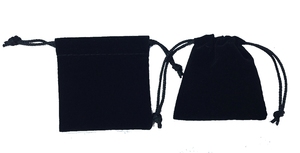 SWISHER INTERNATIONAL <b>Black</b> Velvet Drawstring Pouches Set of 5 Small Storage Bags with 1 Year Warranty for Jewelry or Gifts - Product Image 3