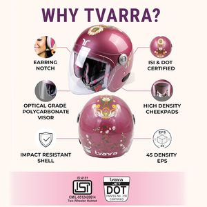 Casco Abierto para Mujer TVARRA Lotus, Homologado por DOT, ABS, Liberación Rápida, Compatible con HANS, Ajuste Extremadamente Cómodo, Visera Transparente - Product Image 2