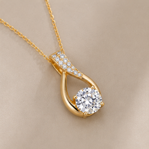 AMBER JEWELS Collier unisexe avec pendentif en zircon plaqué rhodium, taille marquise, serti griffe goutte d'eau, chaîne maille forçat, style classique - Product Image 5