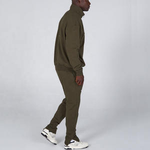 Ensemble de survêtement en molleton 100% coton, sweat-shirt à demi-zip et pantalon, deux pièces, vêtements de sport décontractés, vente en gros - Product Image 3