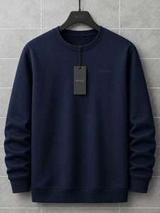 เสื้อสเวตเชิ้ตคอกลมผู้ชาย MIAZ ทรงปกติ สีดำล้วน สวมใส่สบาย สไตล์ลำลอง เหมาะสำหรับฤดูหนาว แห้งเร็ว ไม่หดตัว - Product Image 3