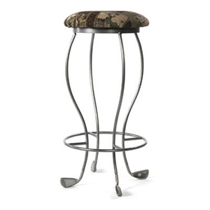 This Unique Modern Golf-themed <b>bar</b> <b>Stool</b> Features a Distinctive Base Crafted From Repurposed Golf Clubs As Its Legs - Product Image 1