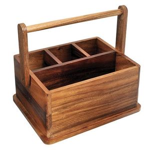 Latest Style Handmade Wooden Utensil <b>Holder</b> Caddy Non-Folding Portable Customizable for Home Restaurant Bar Hotel Use - Product Image 1