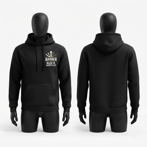Premium 380 GSM Cotton Polyester Fleece Barber <b>Hoodie</b> Charcoal Custom DTF Print OEM Streetwear Windproof Waterproof Men's - Product Image 2