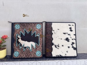 Porte-documents en cuir véritable fait main, organiseur de documents, agenda professionnel, couverture rigide, cadeau pour homme et femme - Product Image 6