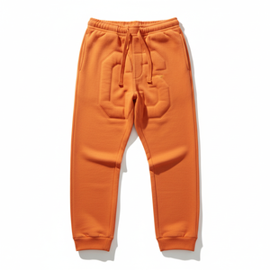 PRO ENTERPRISES Pantalon de jogging décontracté pour homme en molleton orange, nylon/coton, antistatique, taille haute, avec logo lettré en relief, élastique - Product Image 1