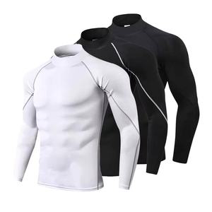 Haute Performance Hommes Compression Sport T-Shirt À Manches Longues Col Haut À Séchage Rapide Fitness Shirt Bodybuilding Gym Football - Product Image 2