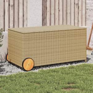 Grande Contenitore da Giardino in Rattan PE Beige, Elegante Arredo Esterno per Organizzazione - Product Image 1