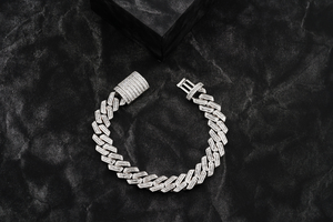 Luxira Jewels 925 <b>Silver</b> Rhodium Plated Moissanite Chain Link <b>Bangle</b> <b>Bracelet</b> Lock Clasp Trendy Unisex Hip Hop Jewelry for Party - Product Image 2