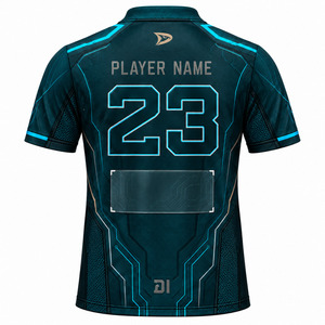 Jersey de Esports con Cierre de Cremallera, Color Verde Azulado Oscuro, Panel de Malla con Diseño de Circuito, Uniforme Sublimado para Equipo de Gaming, Jugador 23, Hombre - Product Image 3