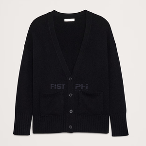 เสื้อคาร์ดิแกนคอวีแขนยาวผ้าแคชเมียร์สำหรับผู้หญิง สวมใส่ได้ทุกฤดู - Product Image 1