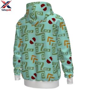 <b>Men's</b> Geometric Pattern Zip-Up <b>Hoodie</b> Casual Breathable Polyester Hooded Sweatshirt Regular Fit Autumn Wear - Product Image 3