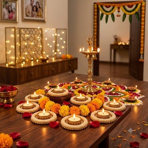 Handmade Metal Eco-Friendly <b>Tealight</b> <b>Candle</b> Holder Set Luxury Festive Table Centerpiece Diya Diwali Indian Weddings Home - Product Image 3