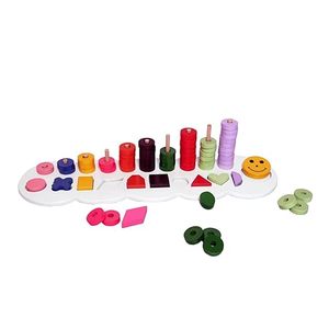 Jeu de société en bois pour le comptage et les couleurs avec visages souriants pour les tout-petits, puzzle de tri Montessori, jouet éducatif - Product Image 4