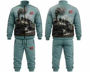 Chándal de hombre Long Mission Industry con cremallera completa, estampado de tren de vapor, informal, ligero, con capucha, transpirable, 100% algodón, para invierno y jogging - Product Image 6