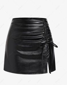 Mini-jupes plissées en cuir véritable satiné pour femme, style streetwear, respirantes, avec lacets décoratifs, taille naturelle, haute qualité, sexy - Product Image 4