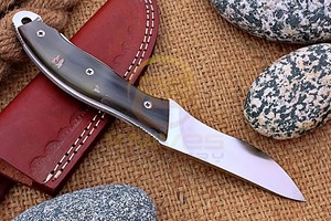 Cuchillo de Caza Hecho a Mano, Hoja de Acero Inoxidable, Mango de Cuerno de Búfalo, Cuchillo de Hoja Fija para Acampar al Aire Libre, Funda de Cuero, OEM - Product Image 4