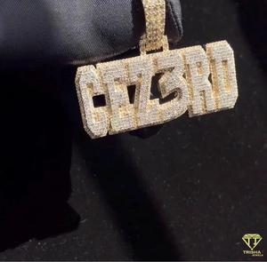 Luxury " CEZ3RD " Pendant Necklace Custom Hip Hop Jewelry <b>Iced</b> <b>Out</b> Letter Charm With <b>Chain</b> - Product Image 3