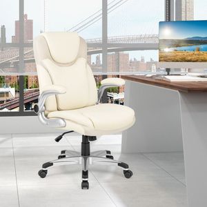 Sedia da Ufficio Ergonomica Direzionale con Braccioli Ribaltabili, Funzione Dondolo e Massaggio - Sedia da Scrivania in Pelle PU per Casa e Ufficio - Product Image 6
