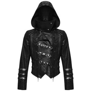 Impresionante Gabardina Larga Gótica para Hombre, Chaqueta Punk con Capucha, Estilo Steampunk de Cuero Sintético Negro, Estilo Escorpión - Product Image 3