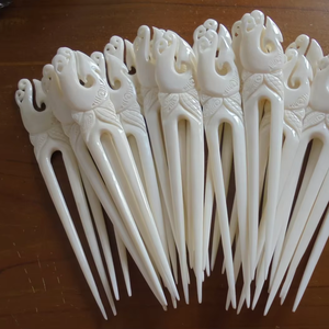 Bâtonnet à cheveux en os naturel |   Épingle sculptée lisse - Product Image 6