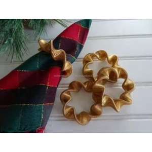 Anneaux de serviette en bois personnalisés de qualité supérieure Formes uniques Décor de table de mariage abordable Meilleure vente Anneaux de serviette en métal fini or - Product Image 3