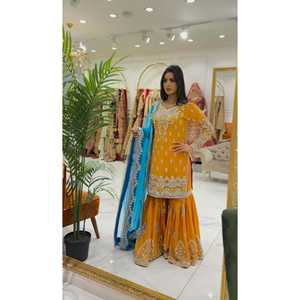 Hermoso Mono de Fiesta con Lentejuelas, Elegante Top Sharara para Ocasiones Especiales - Product Image 2