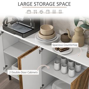 Contemporary Brown <b>Sideboard</b> Cabinet with 4 Chevron Doors Adjustable Shelves for <b>Kitchen</b> Dining Living Room Farmhouse/Villa - Product Image 4