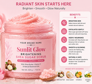 Exfoliante Corporal Natural Sunlit Glow Shea Sugar Scrub con Manteca de Karité para Eliminar Piel Muerta e Hidratación Profunda, Marca Privada OEM - Product Image 3