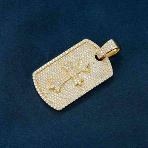 Collar Hip Hop con Colgante de Perro Personalizado Iced Out, con Moissanita VVS en Forma de Baguette, de Plata de Ley 925 Bañada en Oro - Product Image 4