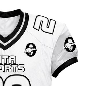 Maillot de football américain blanc et noir, personnalisé, haut de gamme, léger, respirant, vêtements de sport athlétiques - Product Image 2