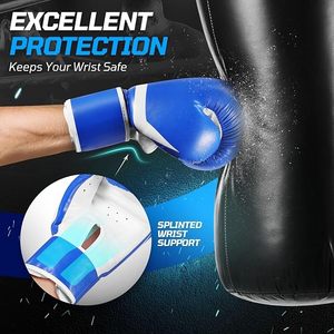 Blue PU Leather Boxing Gloves With <b>Velcro</b> Closure For Adults Training And Sparring MMA punching Customised High quality Glove - Product Image 4