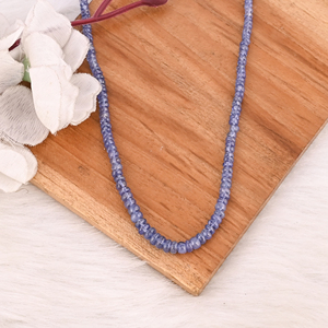 Natural Tanzanite Gemstone <b>Beaded</b> <b>Necklace</b> in 925 Sterling Silver Handmade Jewelry for Unisex - Product Image 2