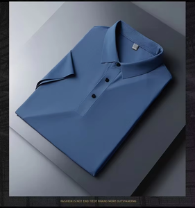 Chemise Homme 100% Coton Couleur Unie Manches Courtes Coupe Droite Tricotée Style Décontracté Col Vert Logo Avant Anti-Rétrécissement - Product Image 5