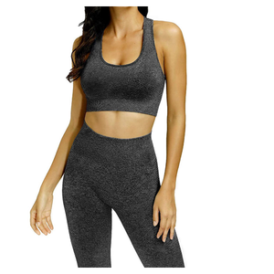 Ensemble de sport de haute qualité : Leggings froncés et soutien-gorge, tenue de yoga à manches longues, taille haute, ensemble 2 pièces pour femmes - Product Image 4