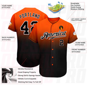 Custom Orange Black–White Authentic Fade Fashion <b>Baseball</b> Jersey Personalized Sublimation Printing Custom Logo Design Color - Product Image 3