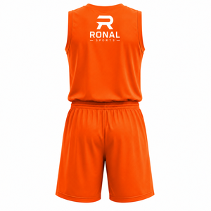 Conjunto de Uniforme de Baloncesto RONAL Naranja con Cuello en V Sin Mangas, Uniforme Deportivo Transpirable para Adultos, Ajuste Atlético para Todas las Temporadas - Product Image 2