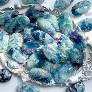 Venta al por Mayor de Gemas de Fluorita Dendrítica de Alta Calidad, Cabujón de Fluorita con Efecto Pluma de Hielo para Joyería Femenina - Product Image 3