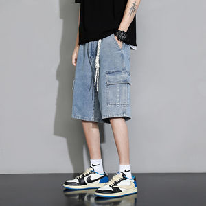 <b>Mens</b> Custom Eco-Friendly Solid Casual Luxury Snack <b>Compression</b> Blank Workout Streetwear Denim <b>Shorts</b> 2024 Wholesale Manufacturer - Product Image 2