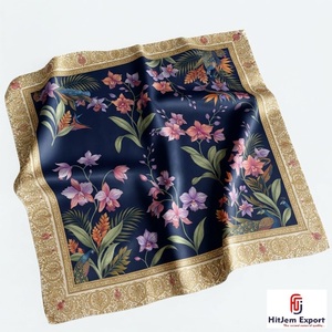 Foulard carré imprimé sur mesure effet soie de haute qualité, fabricant OEM ODM, produits textiles personnalisés Bioko, vente en gros - Product Image 5