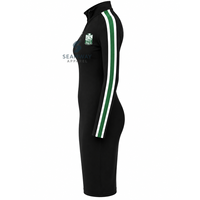 Robe moulante pour femme Iota Phi Lambda, à rayures contrastées, manches à quart de zip, col montant, longueur genou, coupe ajustée décontractée