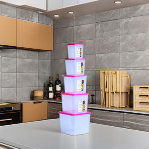 Ensemble de récipients de stockage de nourriture en plastique sans BPA de haute qualité 5 pièces à usage quotidien conception carrée Flexible matériau PP sculpté - Product Image 5