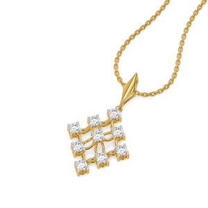 Collier pendentif lettre en or jaune et diamant, taille brillant rond, chaîne maille forçat, style classique, unisexe, pour usage quotidien - Product Image 1