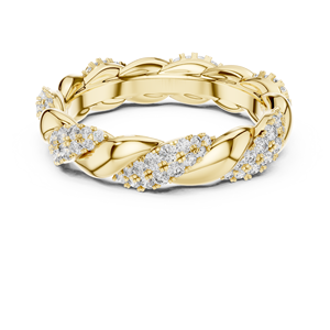 Conjunto de Anillos Apilables de Oro Amarillo de 18 Quilates con Diamantes Cultivados en Laboratorio de Corte Brillante, Chapado en Rodio, Certificado, Estilo ETERNITY ROPE BAND, para Fiestas - Product Image 1