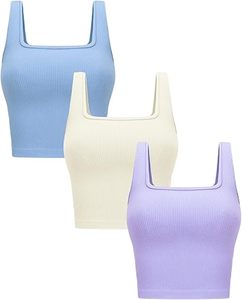 Débardeurs courts côtelés Aura, basiques, sans coutures, sans manches, col carré, pour l'entraînement, l'été, le yoga, la gym, vêtements de sport - Product Image 2