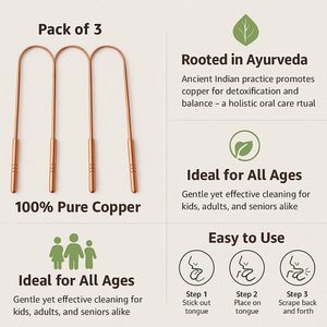 Eco-Friendly and Reusable Helps Fight Bad Breath Natural Oral Care <b>Tool</b> Pure Copper Tongue Cleaner Available In Bulk Quantity - Product Image 4